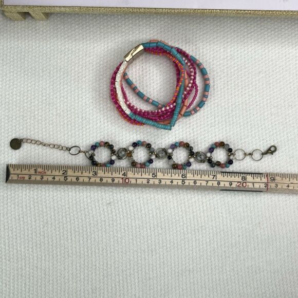 Plunder Design Fashion Jewelry Sun Sational Seed Bead Pink Turq Magnet Bracelet - Picture 9 of 9